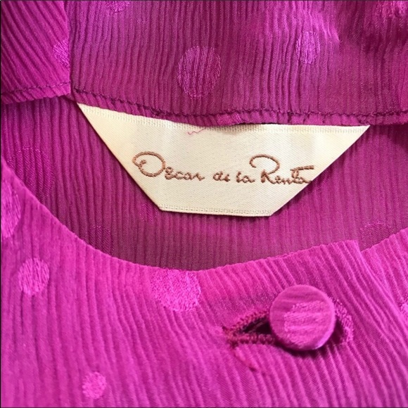 Oscar de la Renta Vintage Pink Peplum Blouse SZ 10 - Picture 4 of 5